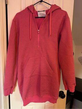 Moschino Couture Pink Hooded Half-Zip Sweatshirt